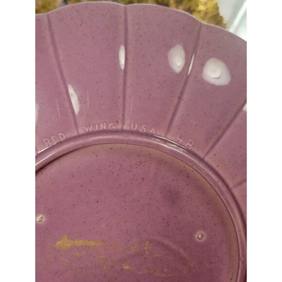 Vintage Red Wing Art Pottery Tray 48, Orchid Pink Speckled 12-1/2" - Picture 5 of 5